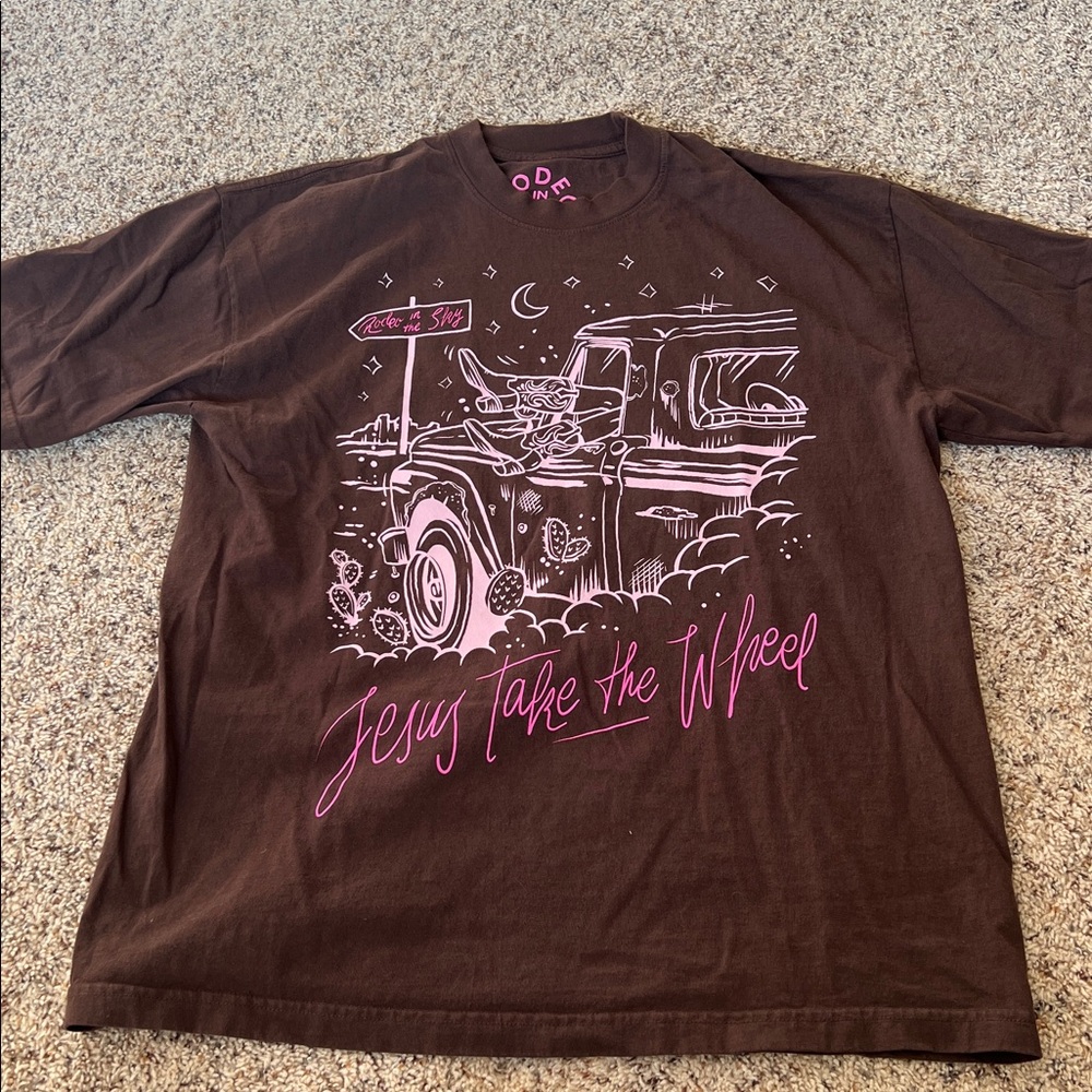 Rodeo In The Sky Jesus take the wheel - Chocolate t shirt